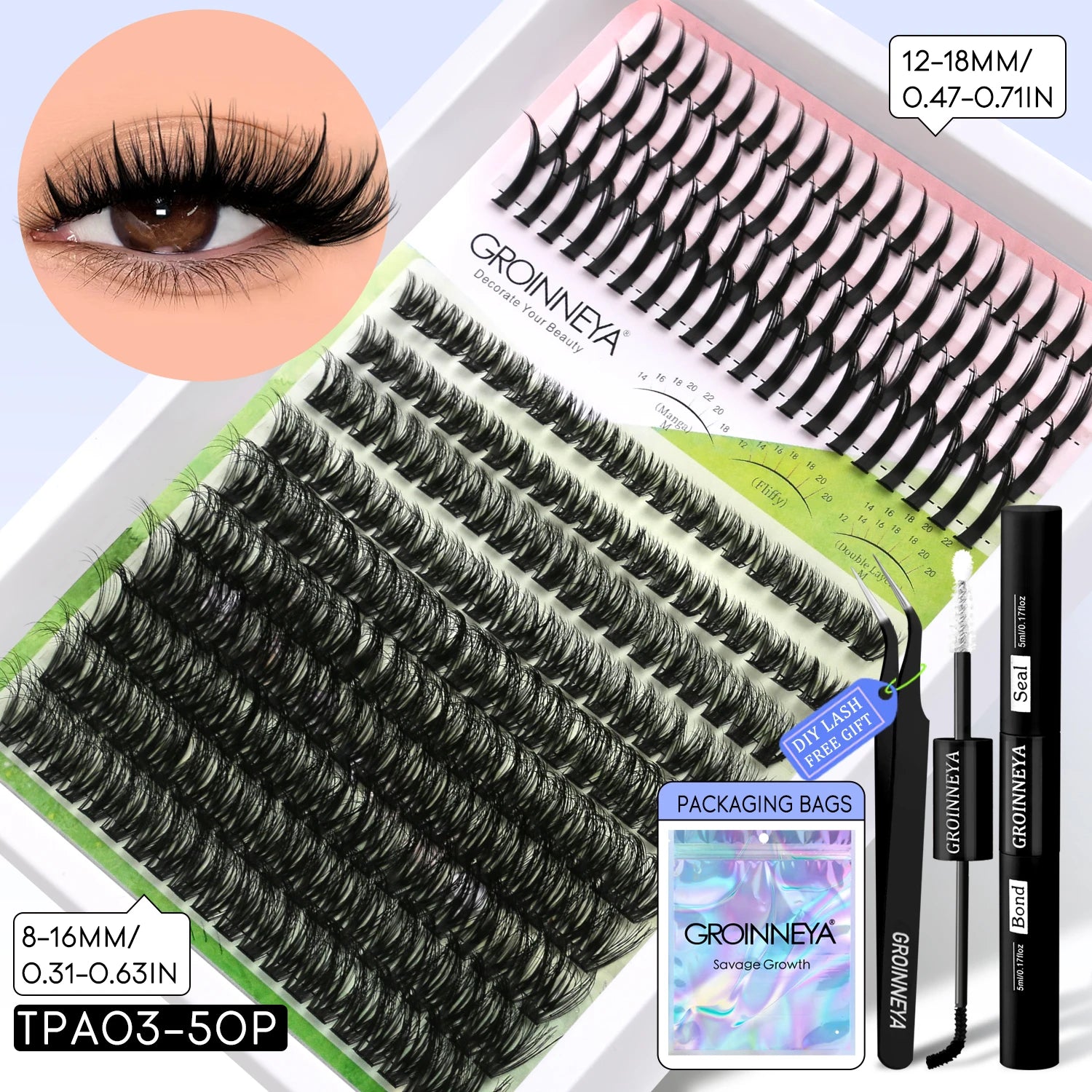GROINNEYA Manga Lash Clusters Kit
