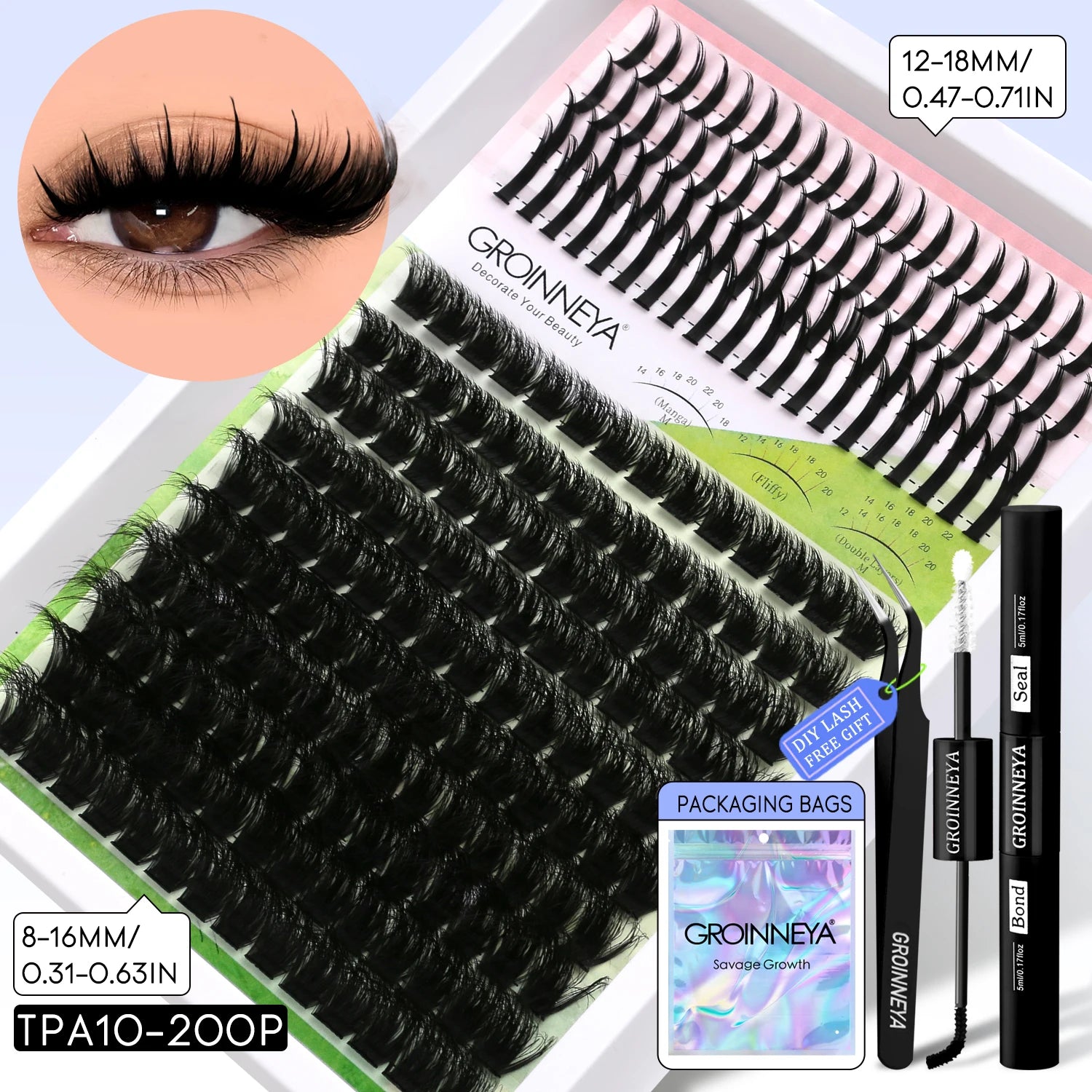 GROINNEYA Manga Lash Clusters Kit