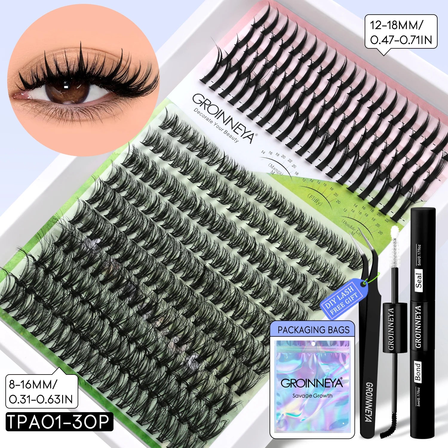GROINNEYA Manga Lash Clusters Kit