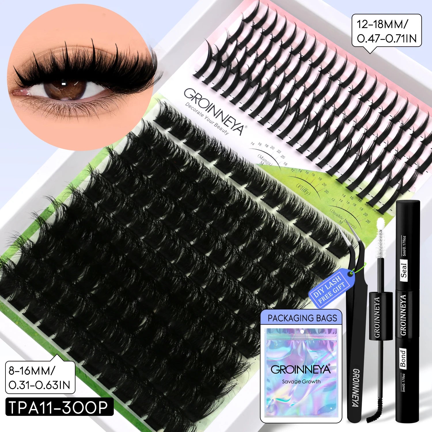 GROINNEYA Manga Lash Clusters Kit