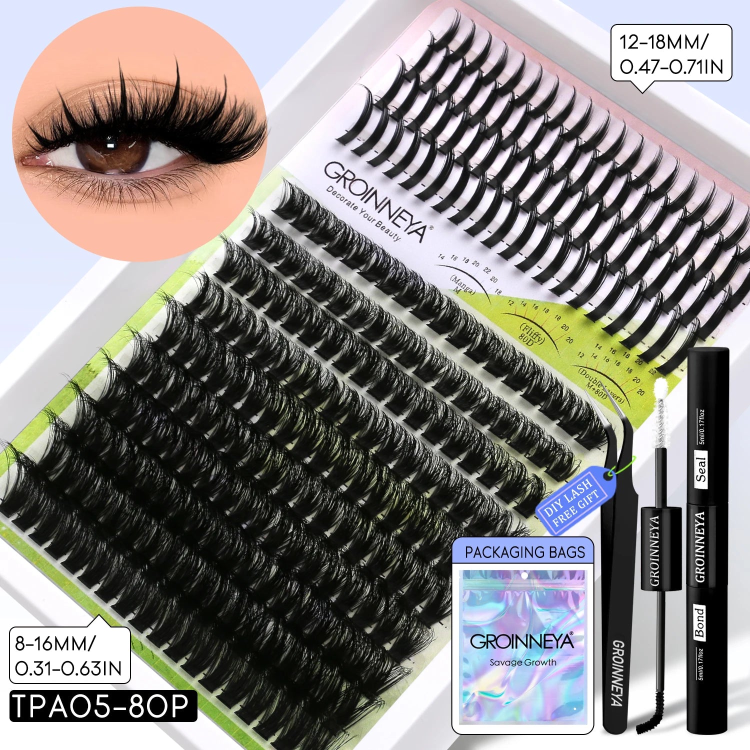 GROINNEYA Manga Lash Clusters Kit