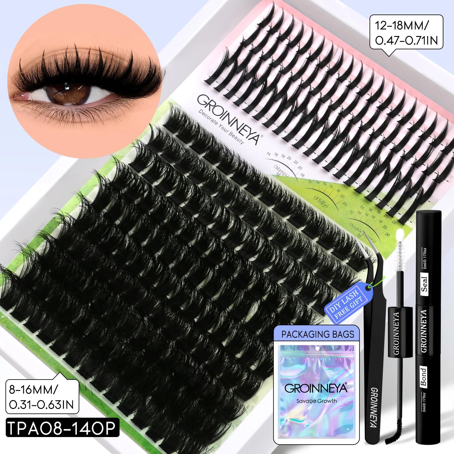 GROINNEYA Manga Lash Clusters Kit