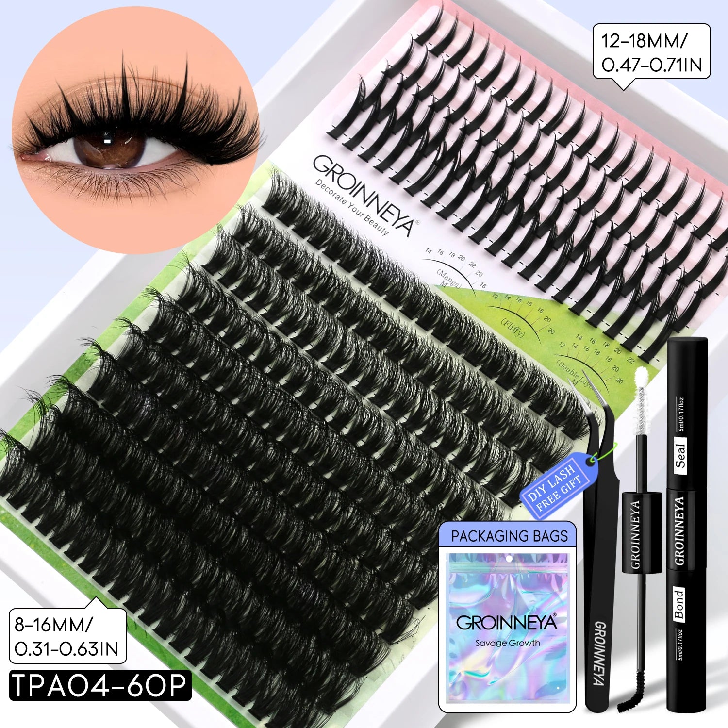 GROINNEYA Manga Lash Clusters Kit