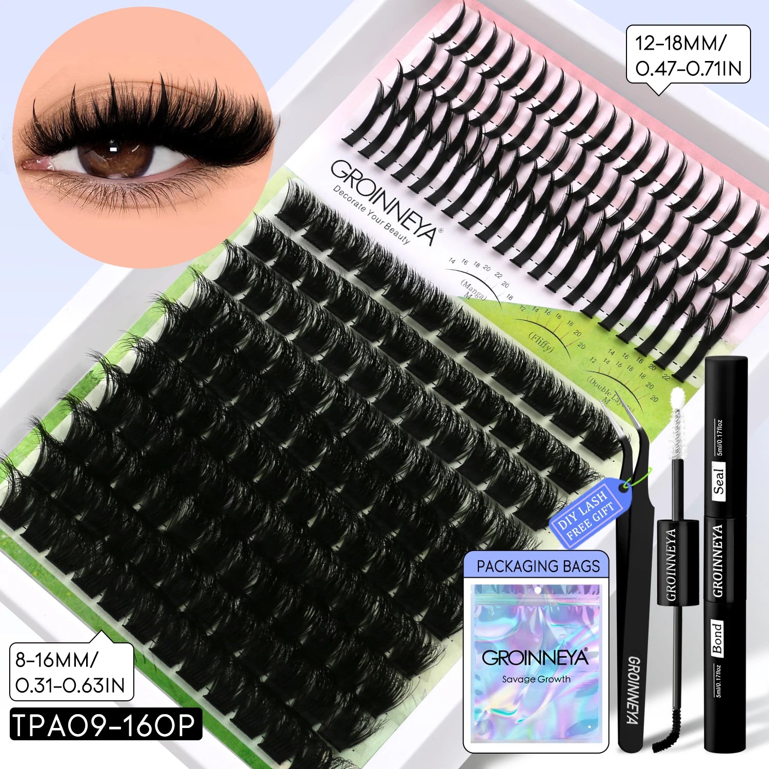 GROINNEYA Manga Lash Clusters Kit