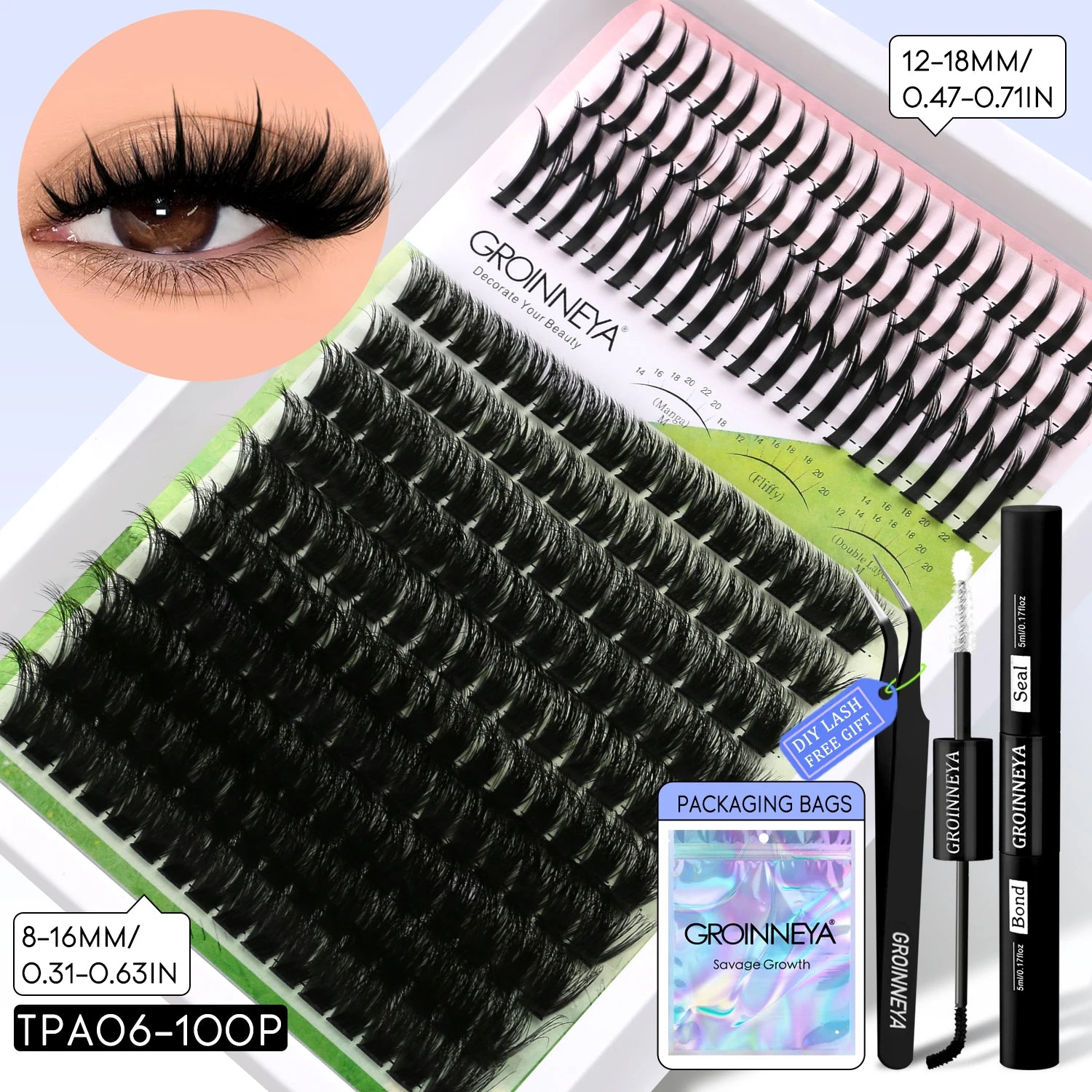 GROINNEYA Manga Lash Clusters Kit