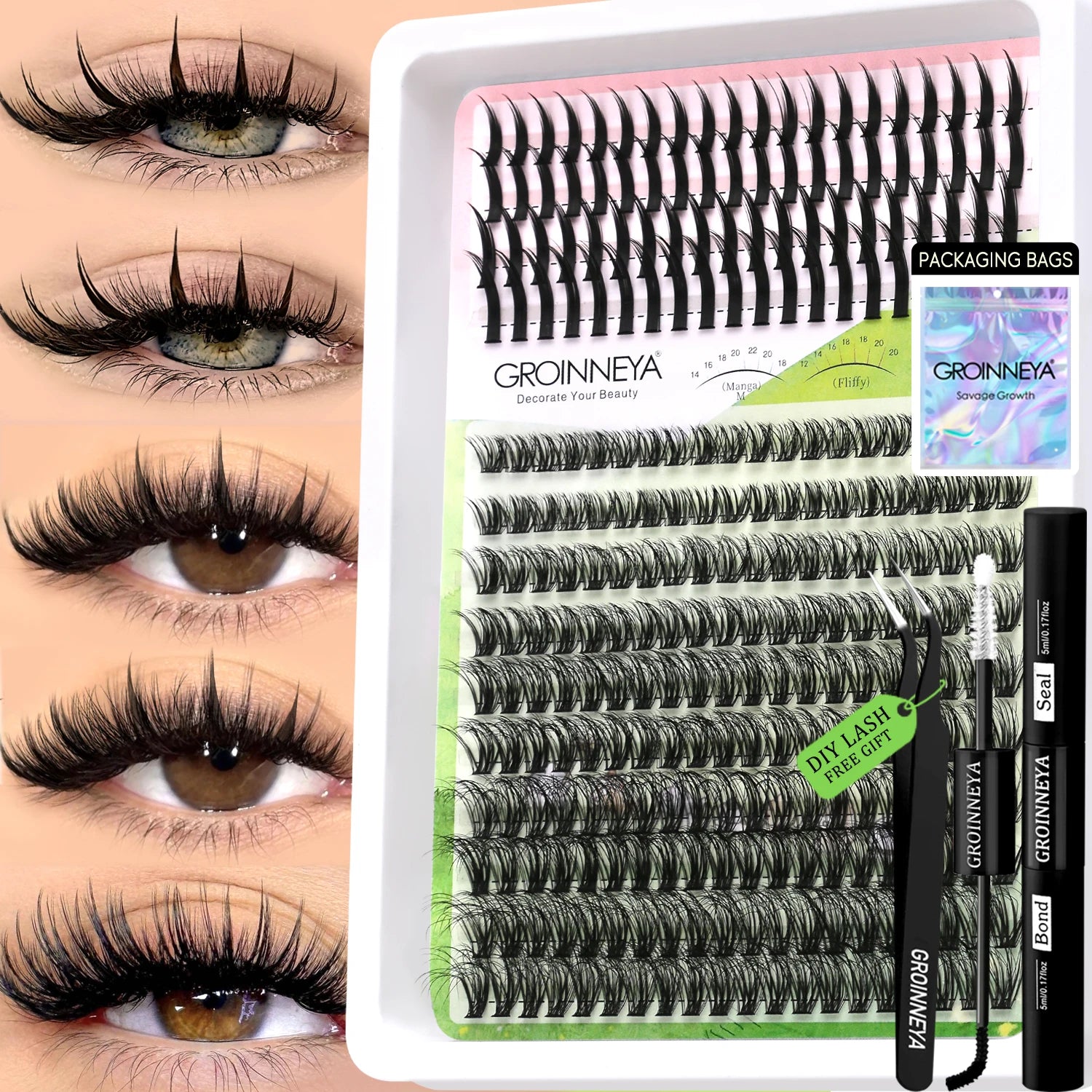GROINNEYA Manga Lash Clusters Kit