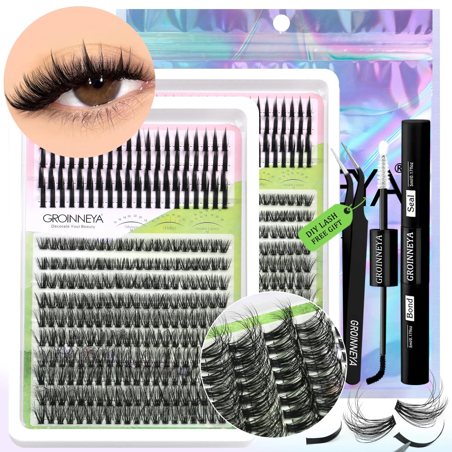 GROINNEYA Manga Lash Clusters Kit